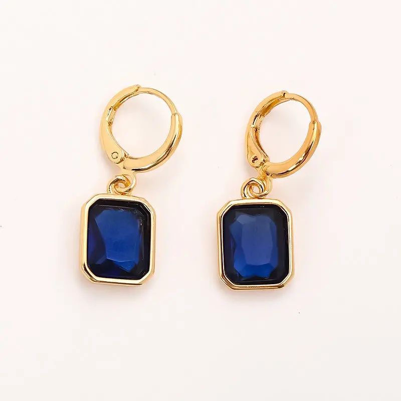 18K Gold Geometric Square Zircon Earrings 9