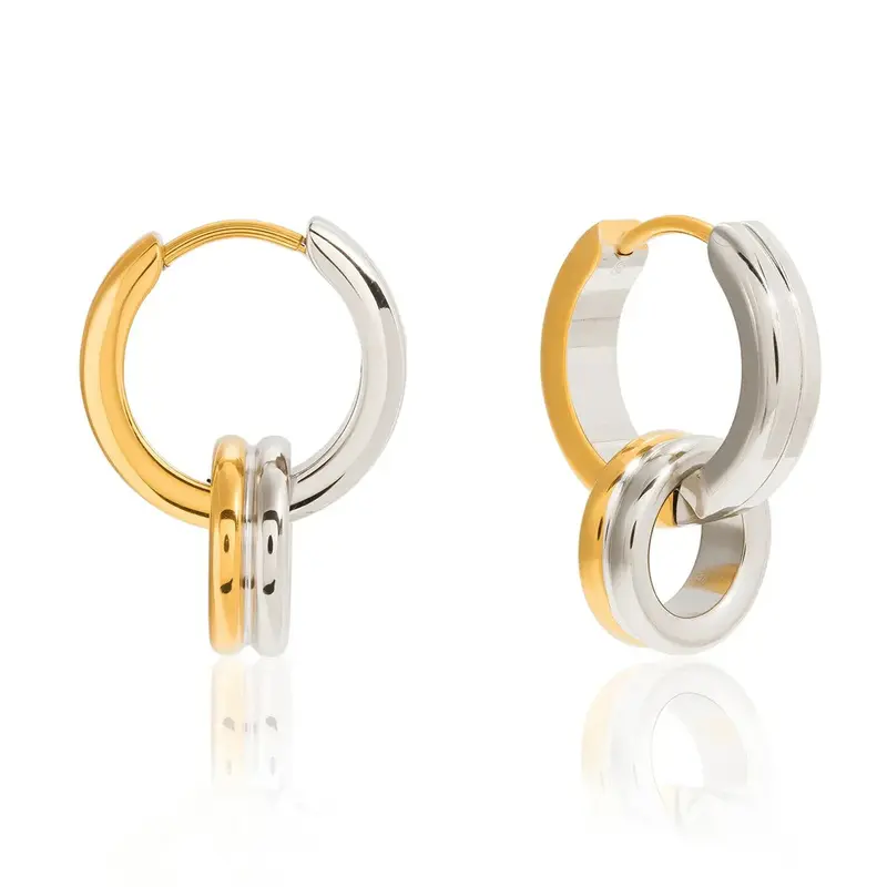 18K Gold Lightweight Luxury Double Crossover Hoop Earrings 1