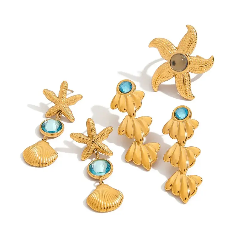 18K Gold Lightweight Luxury Earrings And Rings 1