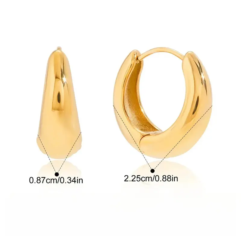 18K Gold Lightweight Luxury Earrings With Engraved Lettering On The Inner Surface. 1