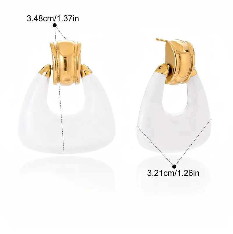 18K Gold Lightweight Luxury Enamel Stud Earrings 1