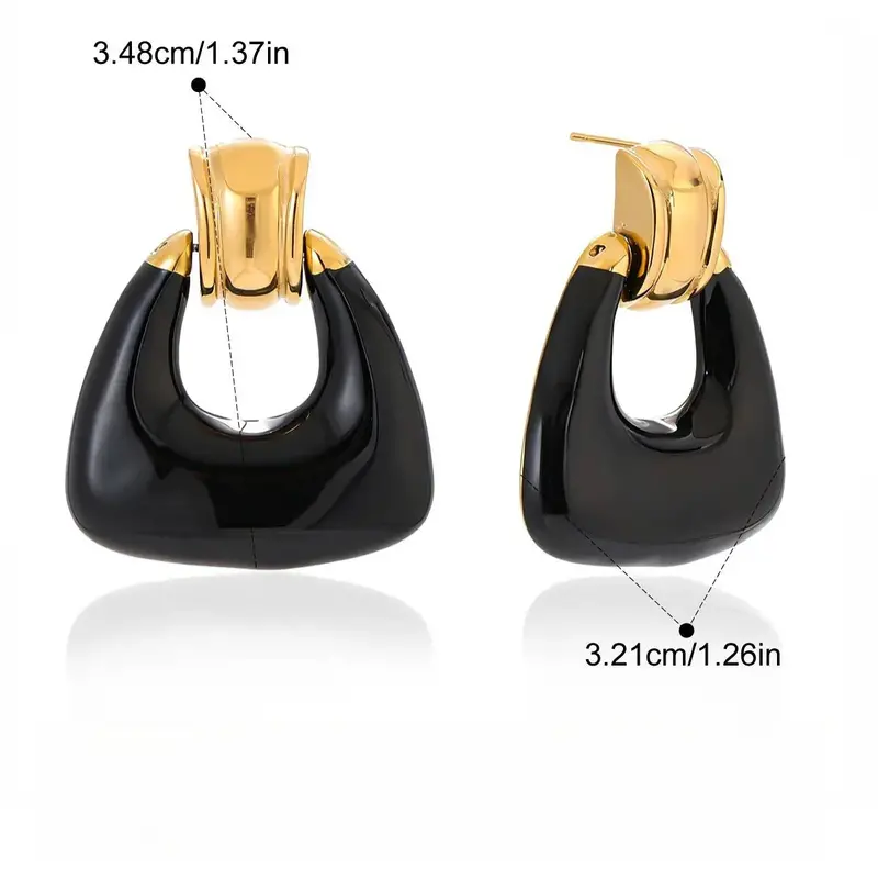 18K Gold Lightweight Luxury Enamel Stud Earrings 2