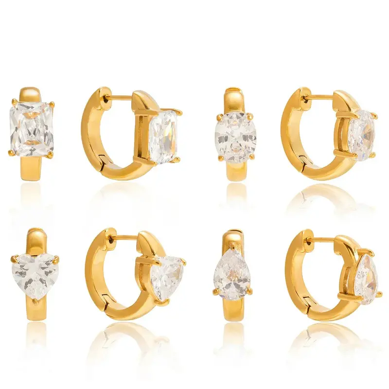 18K Gold Luxury Earrings With Cubic Zirconia. 1