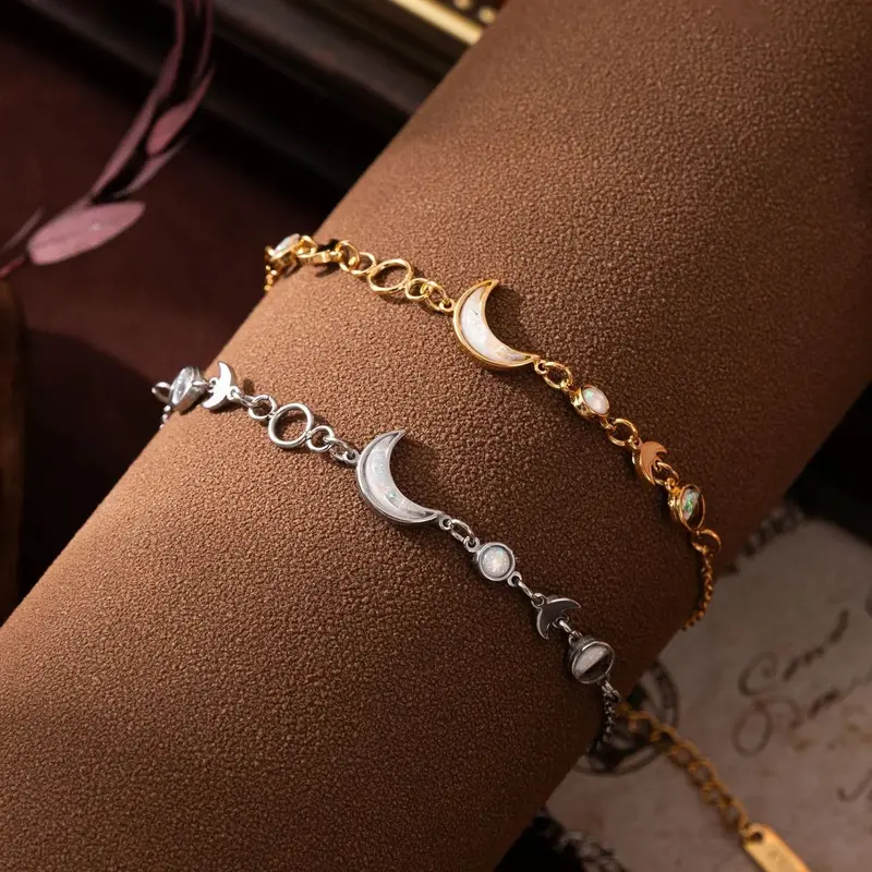 18K Gold Moon Crescent Gold-Plated Silver Bracelet 1