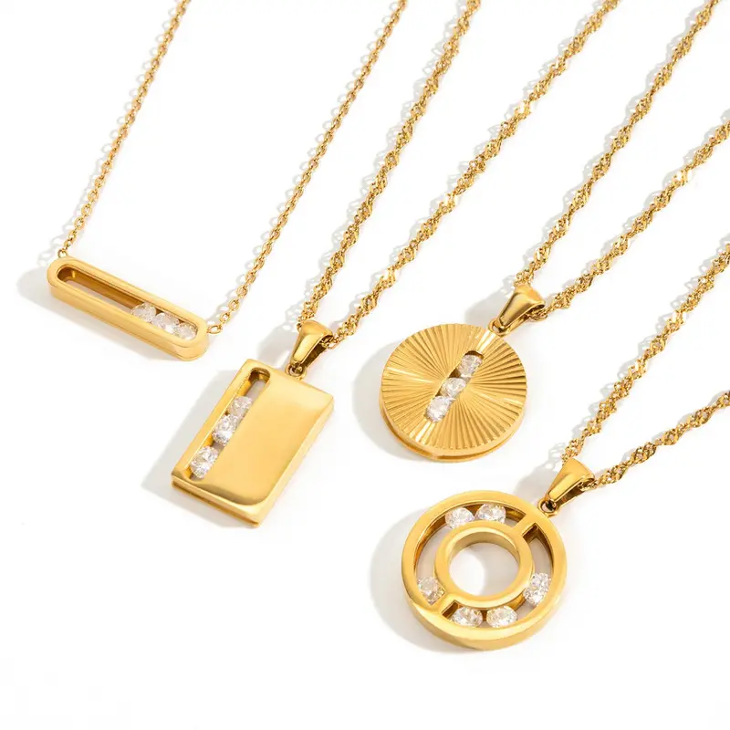 18K Gold Movable Zircon Necklace 1