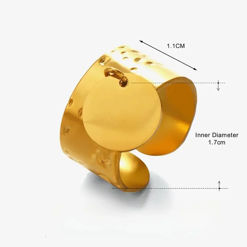 18K Gold-Plated Geometric Circular Titanium Steel Ring. 1