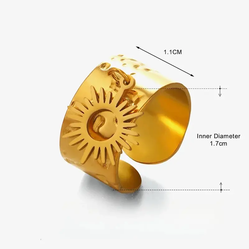 18K Gold-Plated Geometric Circular Titanium Steel Ring. 2