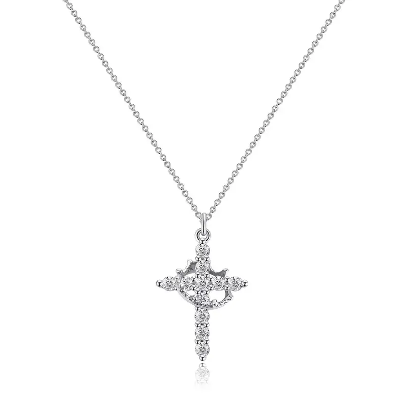 18K Gold-Plated Rotatable Crown & Cross Pendant. 2