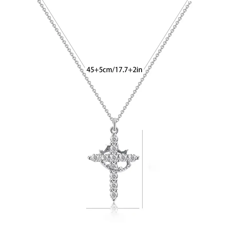 18K Gold-Plated Rotatable Crown & Cross Pendant. 2