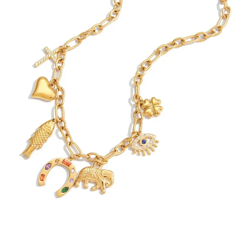 18K Gold Plated Titanium Steel Diy Pendant Necklace, A Luxurious And Sophisticated Clavicle Chain. 1