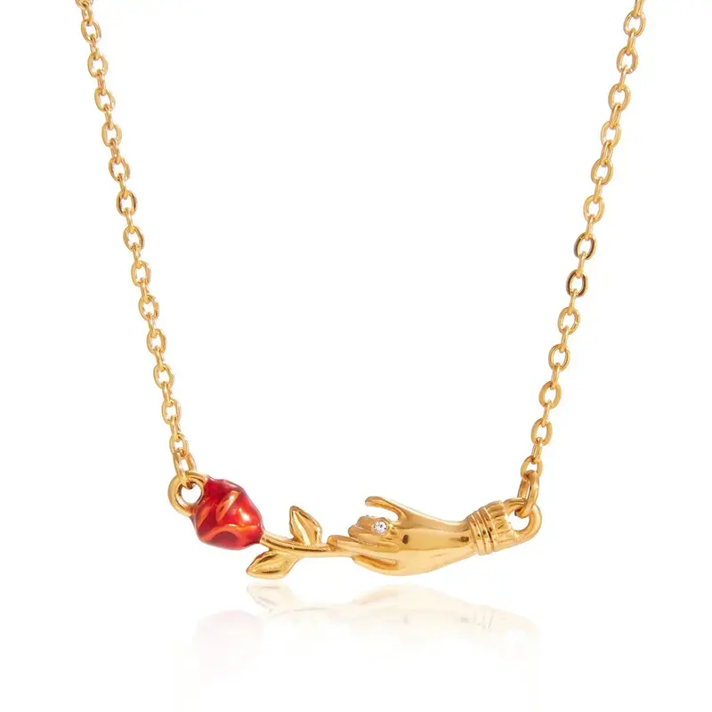 18K Gold Rose Flower Clavicle Necklace 1