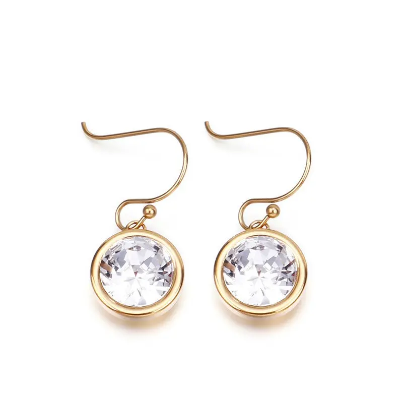 18K Gold Round Zircon Multicolor Earrings 1