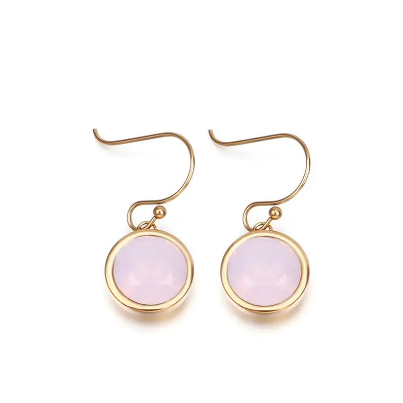 18K Gold Round Zircon Multicolor Earrings 3