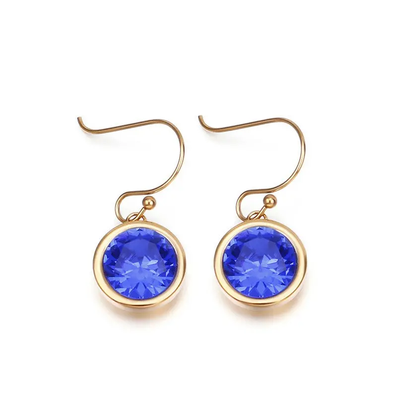 18K Gold Round Zircon Multicolor Earrings 5