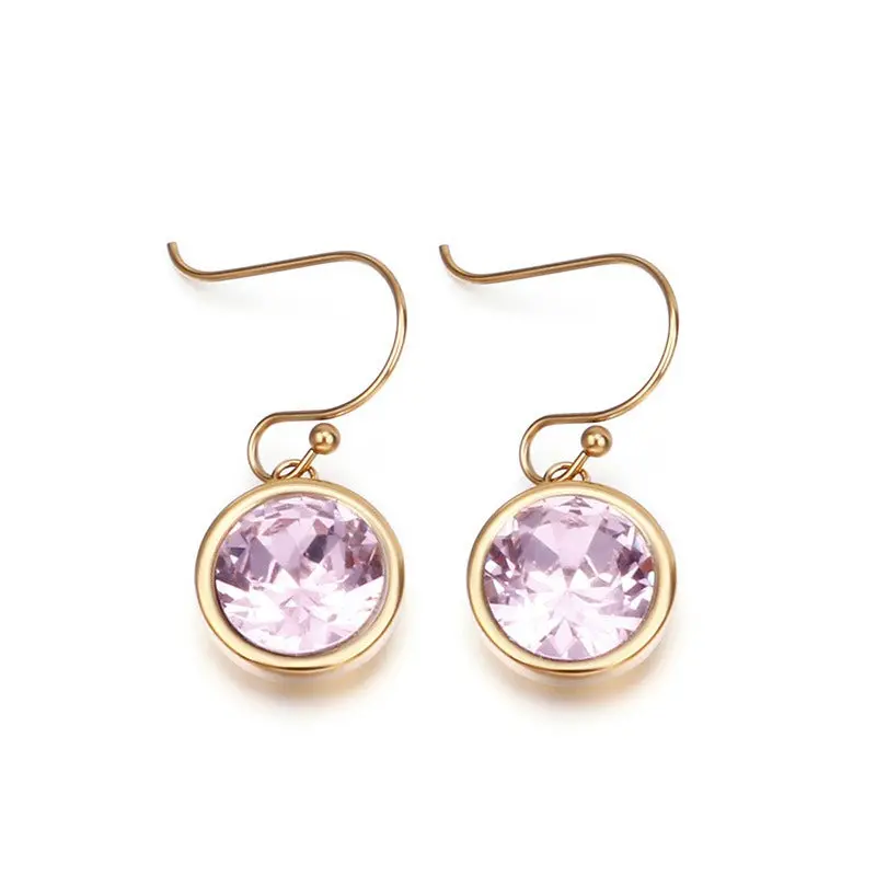 18K Gold Round Zircon Multicolor Earrings 7