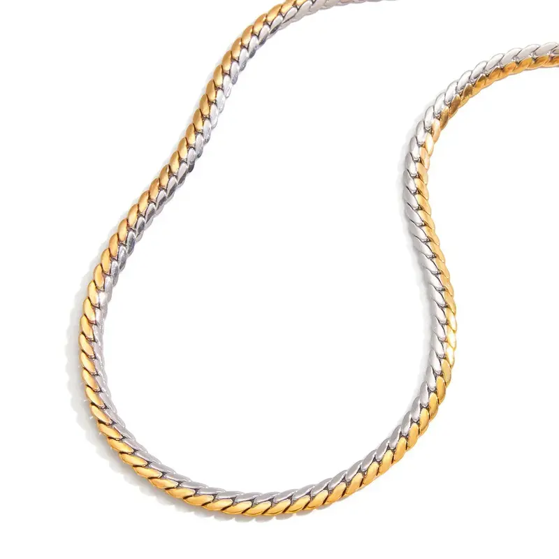 18K Gold & S925 Silver Mixed-Metal Chain Necklace. 1