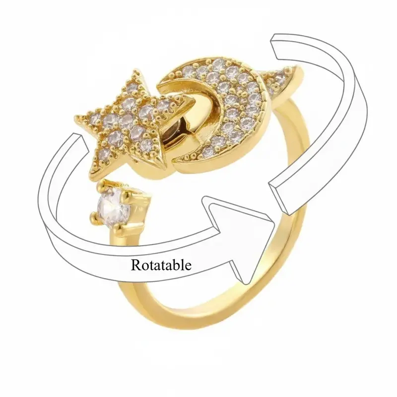 18K Gold & S925 Silver Stress-Relief Zirconia Ring. 5