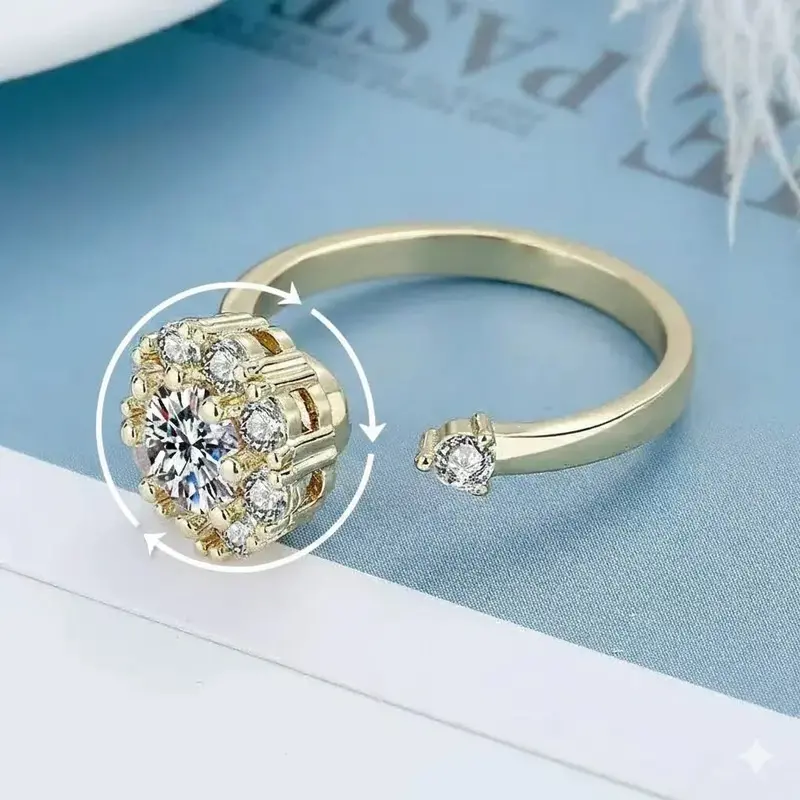 18K Gold & S925 Silver Stress-Relief Zirconia Ring. 5