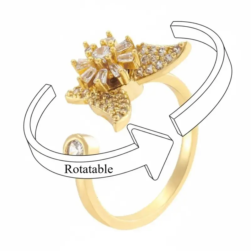 18K Gold & S925 Silver Stress-Relief Zirconia Ring. 6