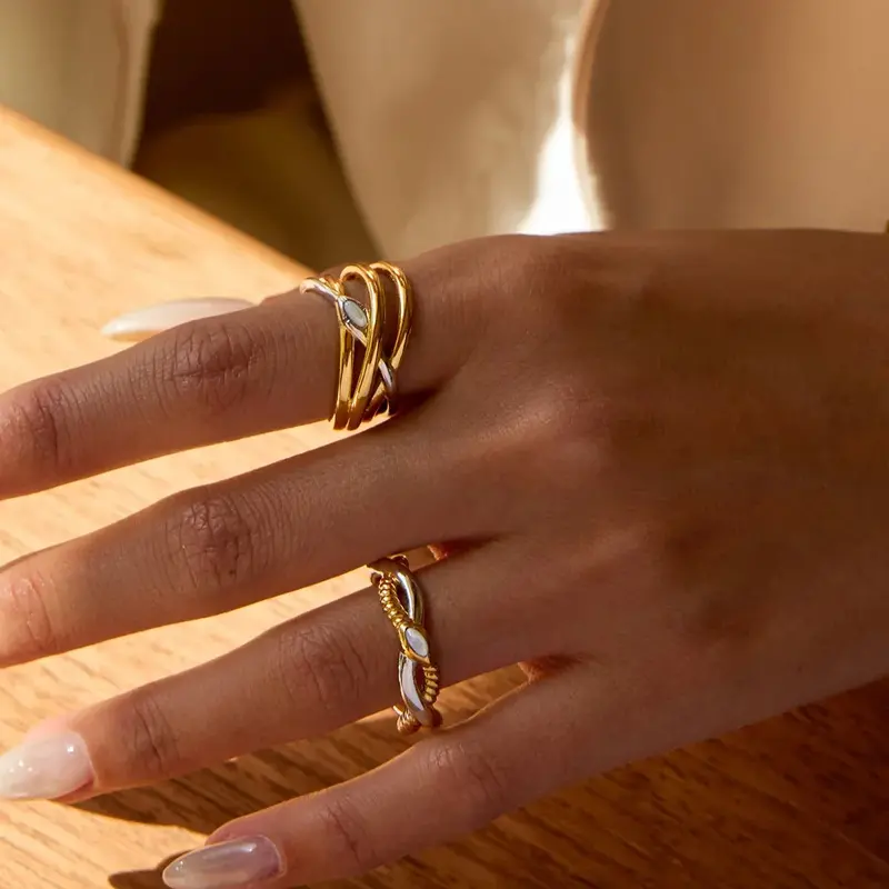 18K Gold Snake Ring In Titanium Steel 5