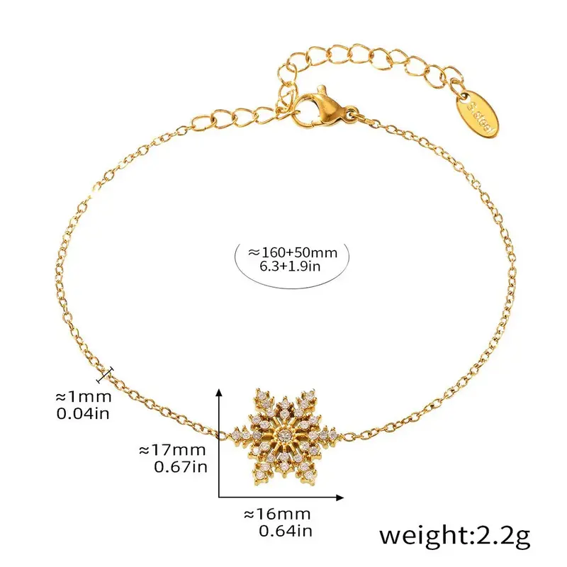 18K Gold Snowflake-Shaped Gemstone-Inlaid Luxury Bracelet 2