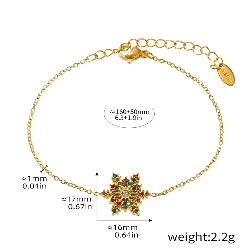 18K Gold Snowflake-Shaped Gemstone-Inlaid Luxury Bracelet 2