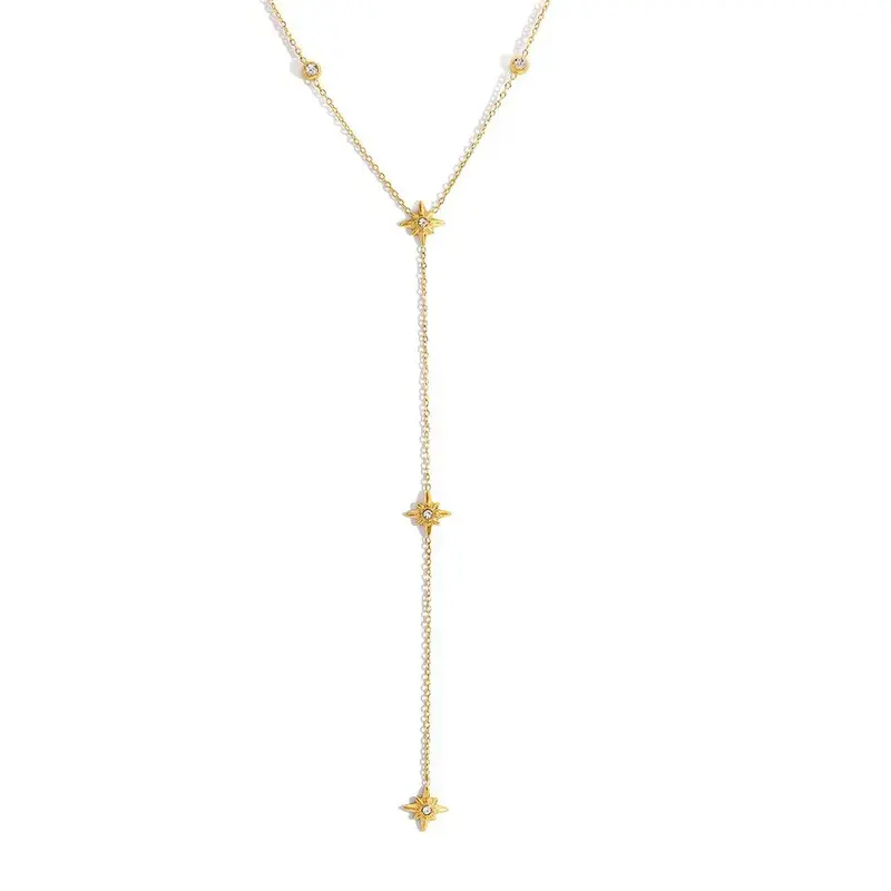 18K Gold Titanium Necklace With Star Pendant & Diamonds. 1
