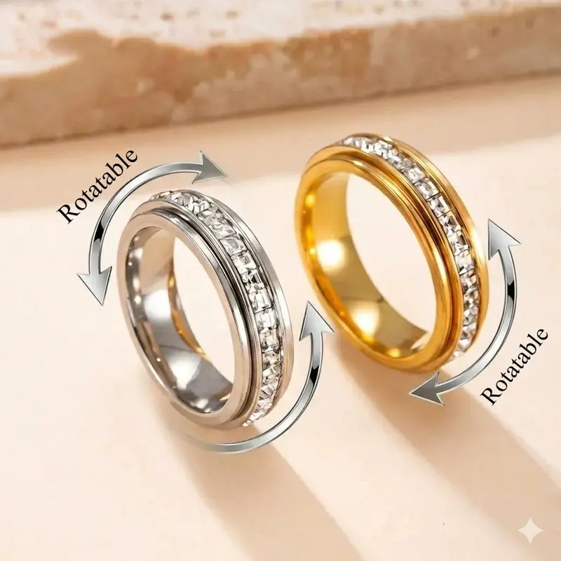 18K Gold Titanium Rotating Anxiety-Relief Ring. 1