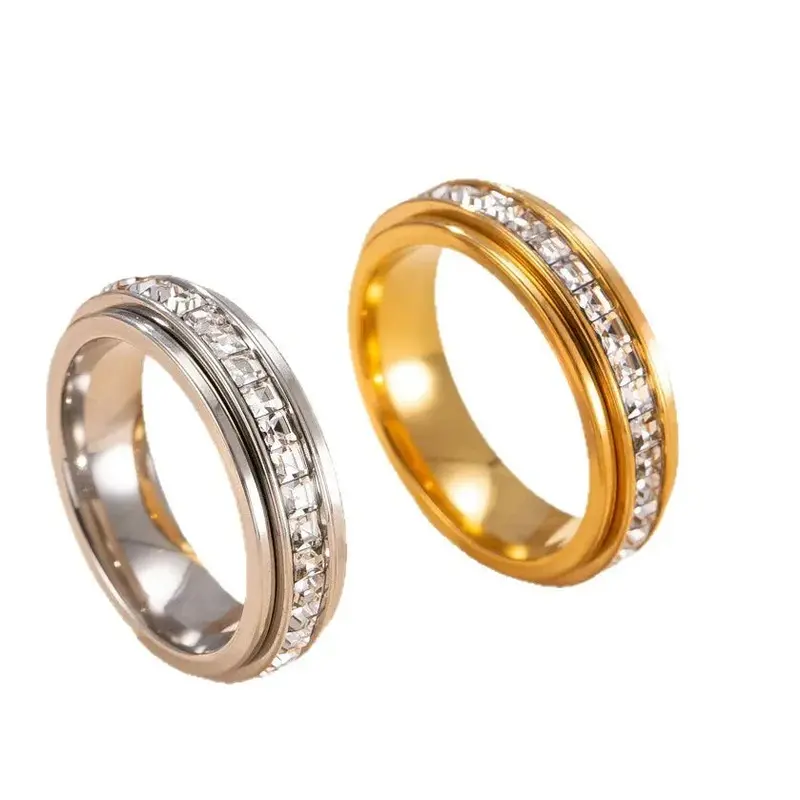 18K Gold Titanium Rotating Anxiety-Relief Ring. 2