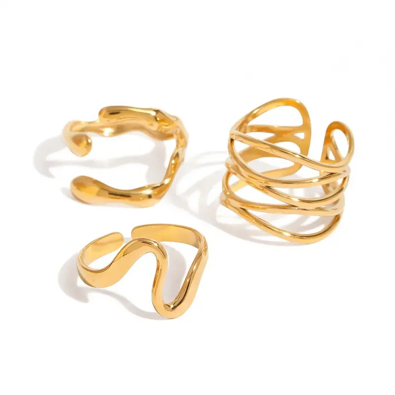 18K Gold Titanium Steel Open Ring 1