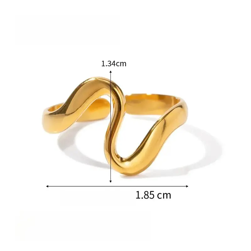 18K Gold Titanium Steel Open Ring 2