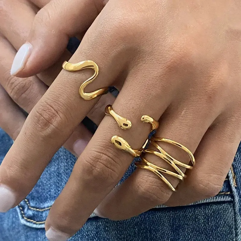 18K Gold Titanium Steel Open Ring 3