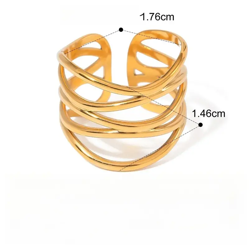 18K Gold Titanium Steel Open Ring 3