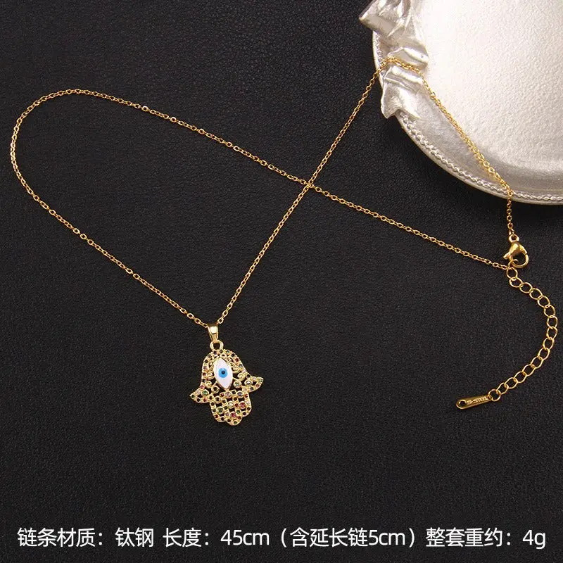18K Gold Turkish Evil Eye Necklace 8