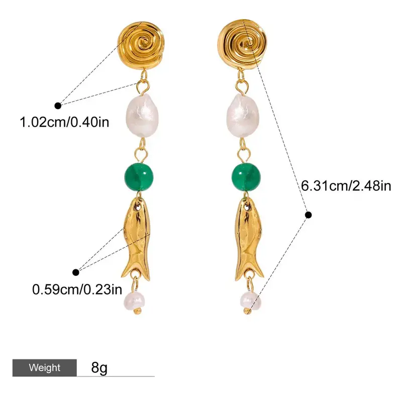 18K Goldfish-Shaped Earrings With Pearl Design 1