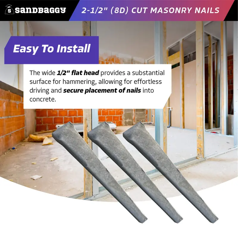 2-1/2" (8D) Cut Masonry Nails For Concrete, Brick, Mortar 5