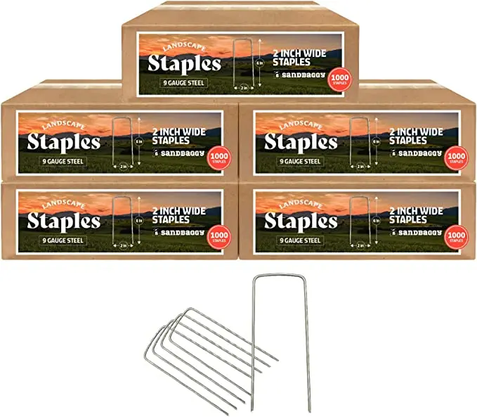 2 In. Wide Landscape Staples (2X Wider, 25% Thicker) - Heavy Duty Galvanized Steel 10
