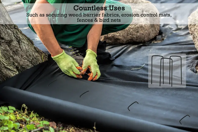 2 In. Wide Landscape Staples (2X Wider, 25% Thicker) - Heavy Duty Galvanized Steel 14