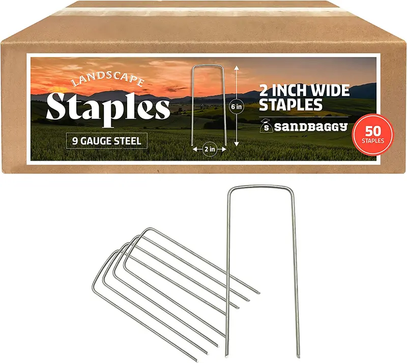 2 In. Wide Landscape Staples (2X Wider, 25% Thicker) - Heavy Duty Galvanized Steel 7