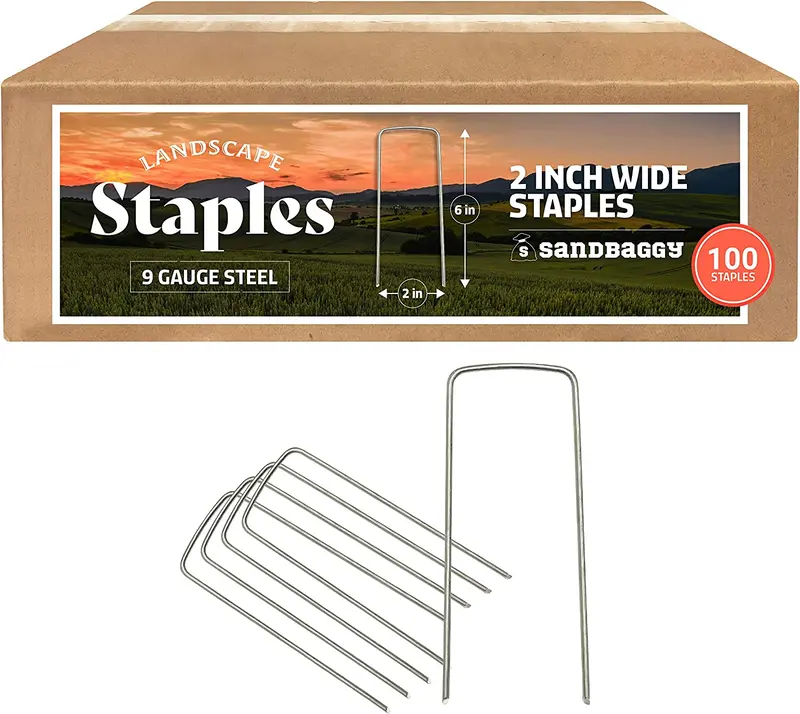2 In. Wide Landscape Staples (2X Wider, 25% Thicker) - Heavy Duty Galvanized Steel 8