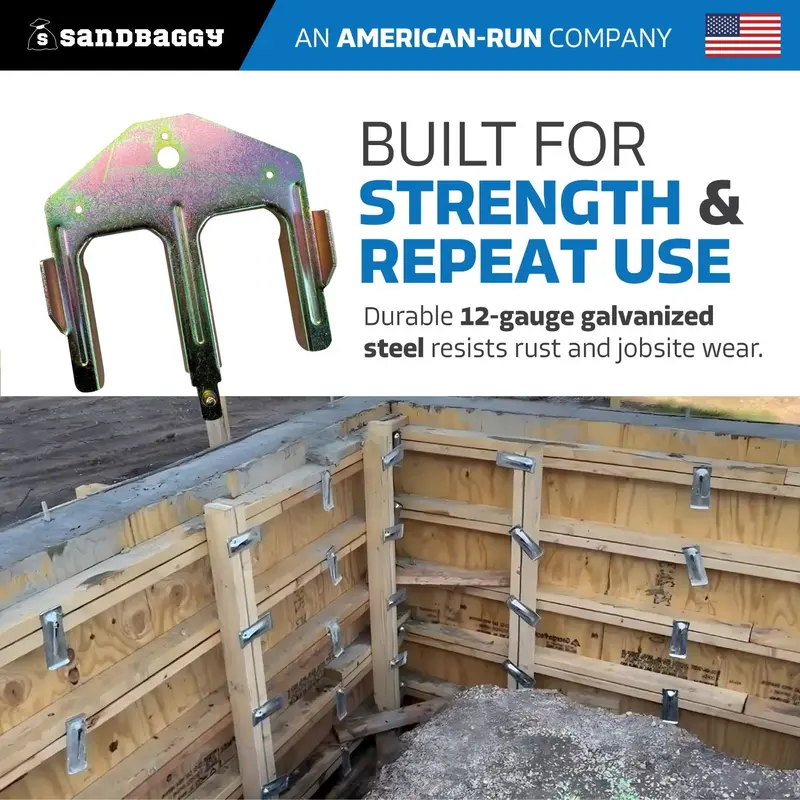 2 X 4 Double Waler Bracket For Concrete Forms - 12 Gauge Galvanized Steel 4