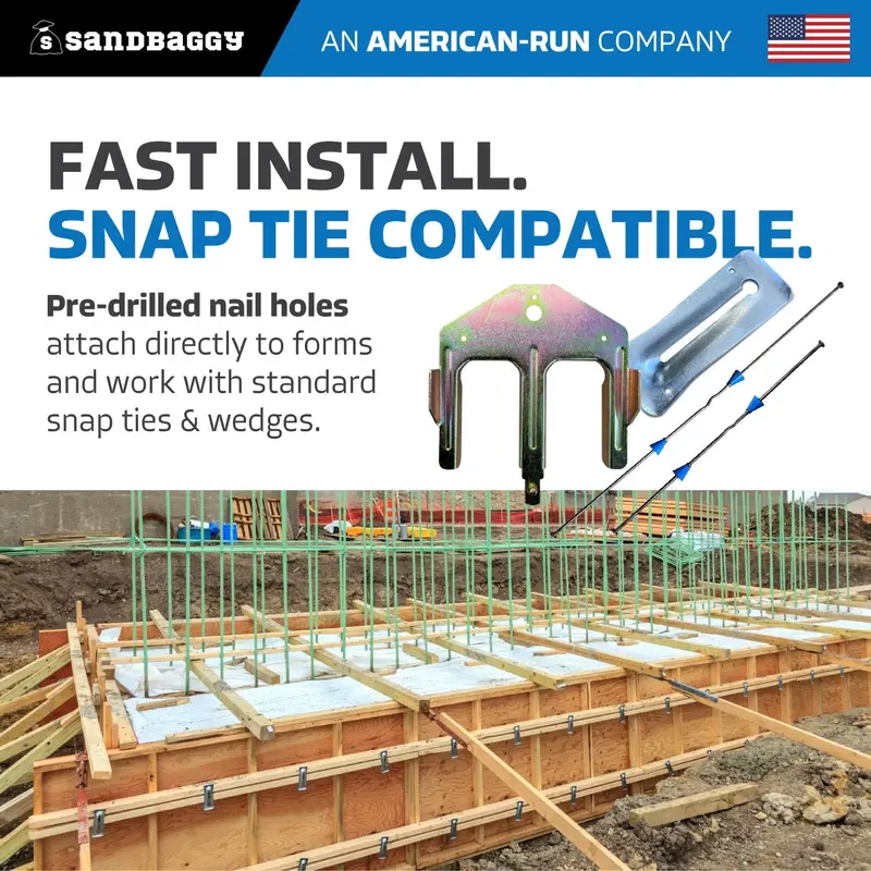 2 X 4 Double Waler Bracket For Concrete Forms - 12 Gauge Galvanized Steel 6