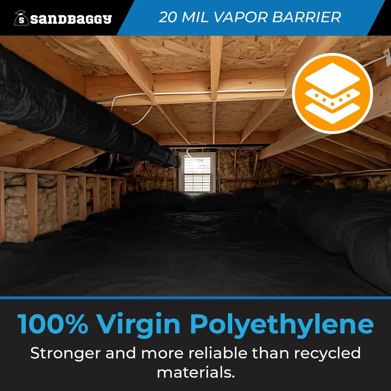 20 Mil Black Vapor Barrier – Polyethylene Visqueen (Usa Made) 5