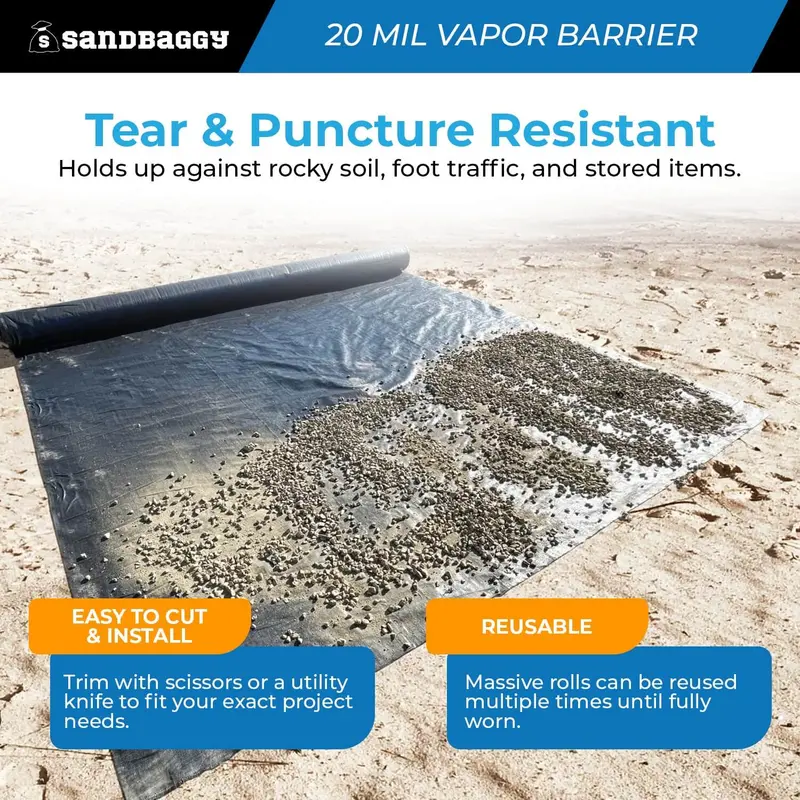 20 Mil Black Vapor Barrier – Polyethylene Visqueen (Usa Made) 6