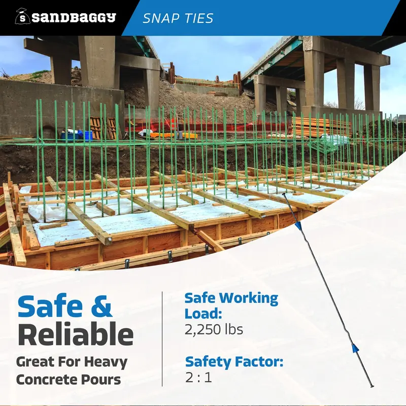 20" X 4 ¾" Standard Snap Ties For Concrete Forms (Short End) - 1" Plastic Cones 5