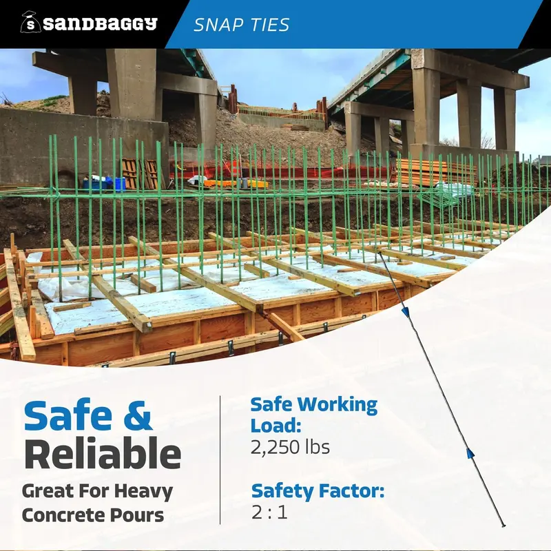 20" X 8 ¼" Standard Snap Ties For Concrete Forms (Long End) - 1" Plastic Cones 5