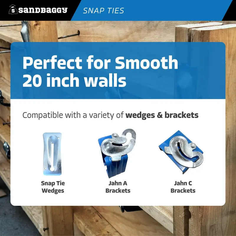 20" X 8 ¼" Standard Snap Ties For Concrete Forms (Long End) - 1" Plastic Cones 7