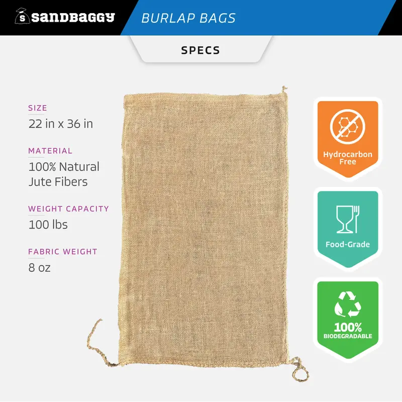 22" X 36" Burlap Bags Sacks (100 Lb Capacity) - Food Grade 2
