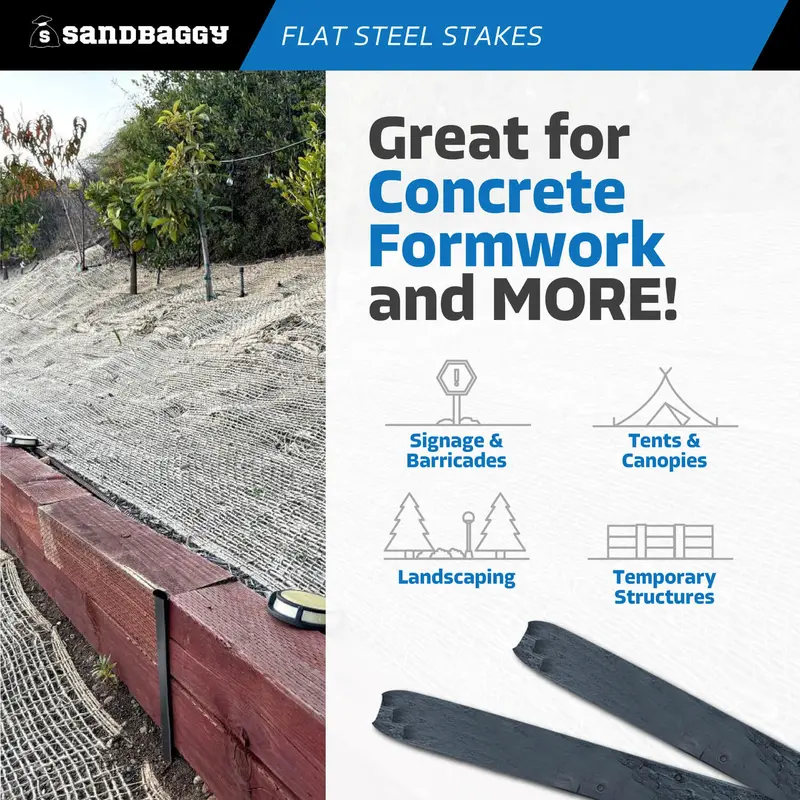 24" Flat Steel Stakes For Concrete Forms With Nail Holes 9