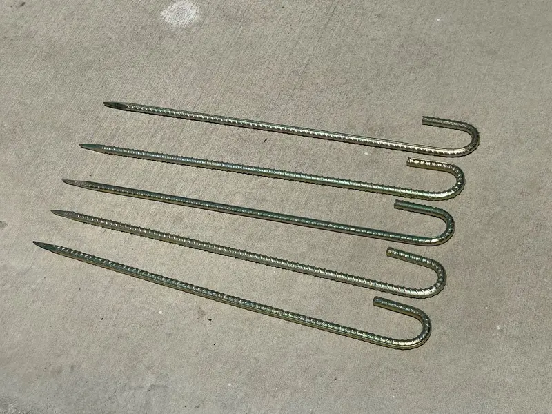24" J Hook Rebar Stakes - Galvanized Steel - 1/2" Diameter (#4 Rebar) 10